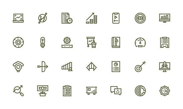 Progress Set with 28 Bold Line Icons Layout Icon Collection vector