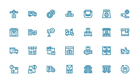 28 Icons for Shipment in Bold Line Format Digital Product Icons for Fast Delivery vector