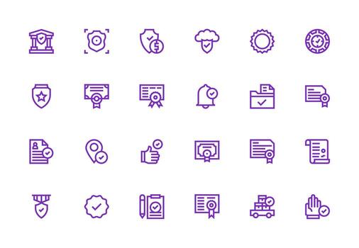 Verified including 24 Thick Line Line Illustrations Balanced Icon Set for Functional Design vector