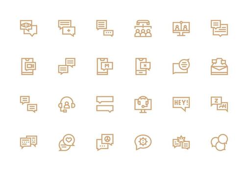 Chat Icon Collection with 24 Thick Line Line Designs Complete Icon Set for Mobile Apps vector