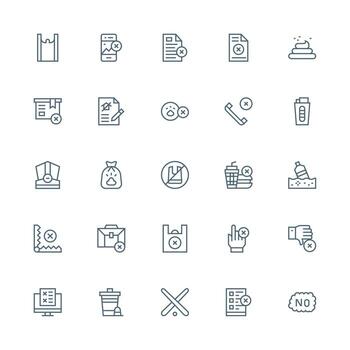 Refuse Set with 25 Medium Stroke Outline Icons User Interface Icons for Digital Products vector