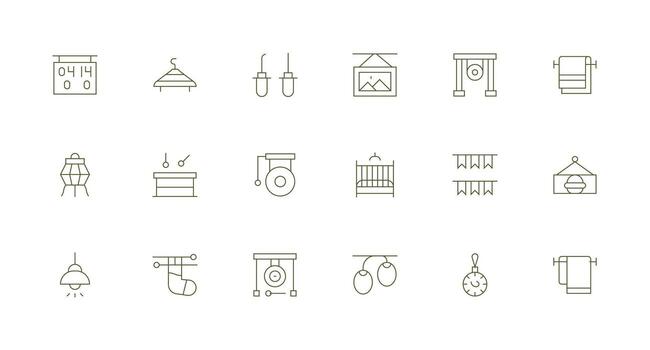 Hanging Visual Pack containing 18 Minimal Line Icons Simple Icons for Interface and Wireframes vector