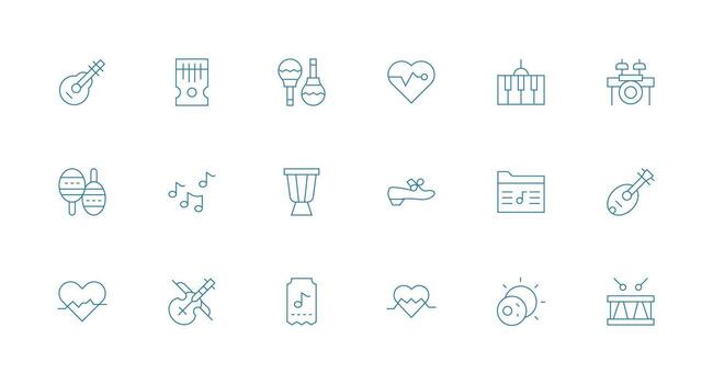 mínimo línea íconos desde ritmo conjunto con 18 vectores estilo icono conjunto