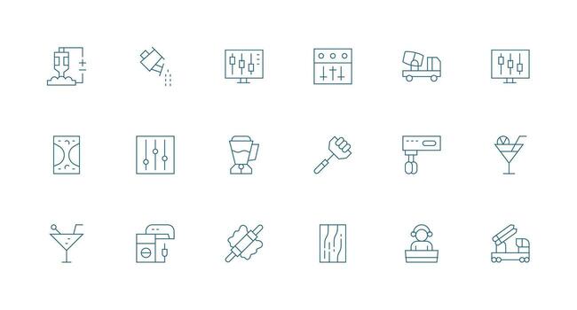 Mixer Visual Pack containing 18 Minimal Line Icons Multi-Purpose Icon Pack for Templates vector