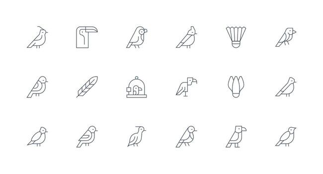 18 Icons for Feathered in Minimal Line Format Icon Set for Web vector