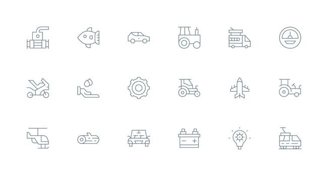 18 Minimal Line Vectors for Engine Theme Organized Pack for Project Assets