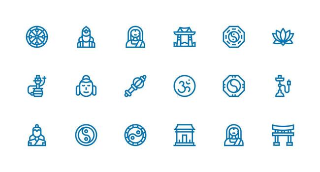 Strong Stroke Line Icons from Eastern Set with 18 Vectors All Device Compatible Icon Set