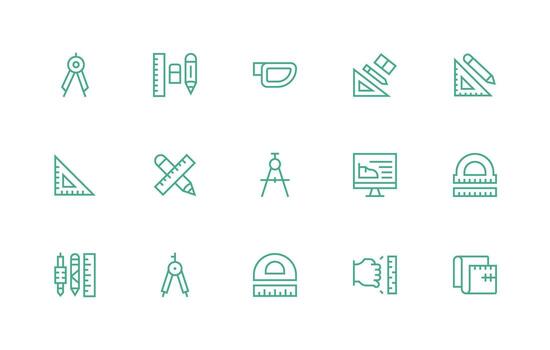 15 Regular Line Icons for Technical Drawing Graphics Clean Icon Set Icon Pack for UI Projects vector