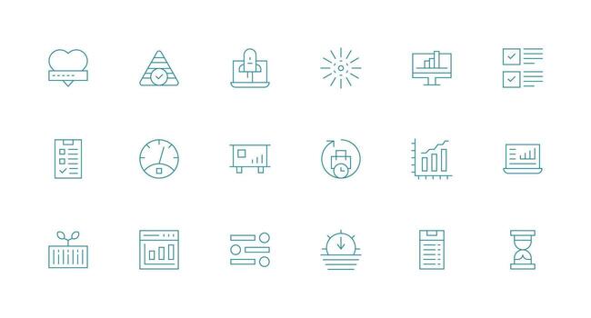 18 Minimal Line Icons for Progress Bar Graphics Standard Icon Pack vector