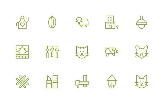 15 Regular Line Designs for Minimalist Icons Pixel Perfect Icons for Modern Apps vector