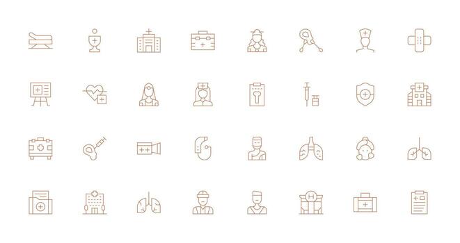 Doctor featuring 32 Icons in Thin Line Design Well-Structured Icons for Creative Use vector