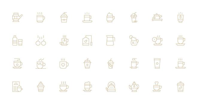 Tea Icon Collection with 32 Thin Line Designs Clean Icon Set Icon Pack for UI Projects vector