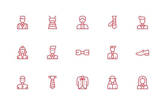 Regular Line Style Formalwear Icons with 15 Vectors Simplified Icon Pack for Visual Tools