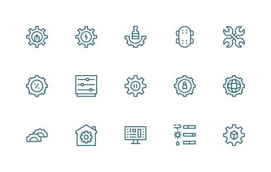 15 regular línea estilo íconos desde configuración colección alta resolución íconos para ninguna plataforma vector