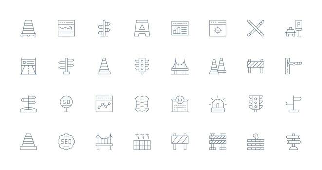 Traffic featuring 32 Icons in Thin Line Design Icon Pack for Various Themes vector