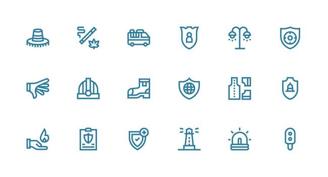 Safety Set with 18 Strong Stroke Line Icons Scalable Icon Pack vector