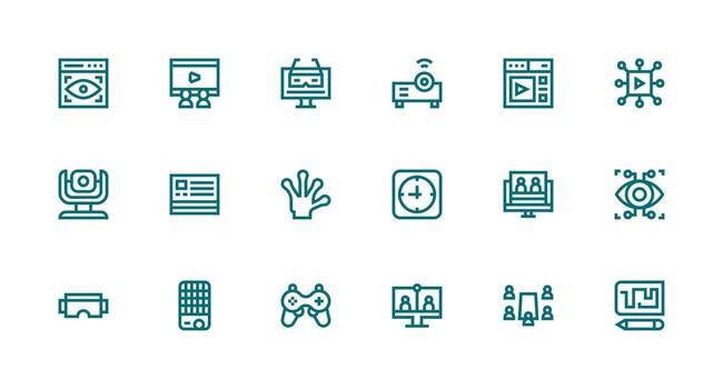 Interactive Visual Pack containing 18 Strong Stroke Line Icons Versatile Icon Collection for Designers vector