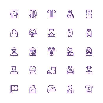 Uniform Set with 25 Medium Stroke Outline Icons Icon Set for Projects vector