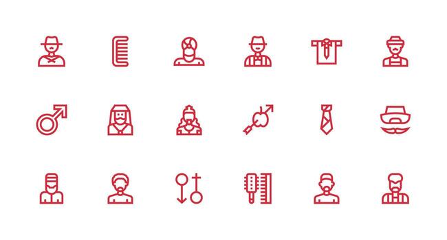 18 Strong Stroke Line Vectors for Man Theme Balanced Icon Set for Functional Design