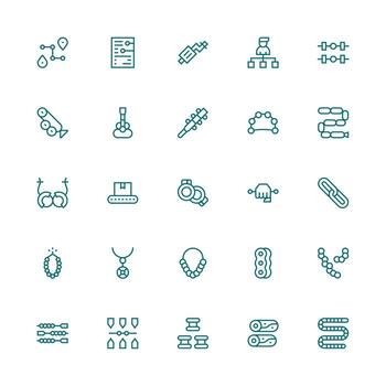 Chain Visual Pack containing 25 Medium Stroke Outline Icons Complete Icon Set for Mobile Apps vector
