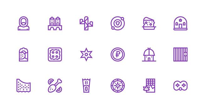 Isolated Set with 18 Strong Stroke Line Icons Simple Icon Pack vector