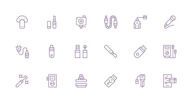 Usb featuring 18 Icons in Minimal Line Design Smart Icon Collection vector