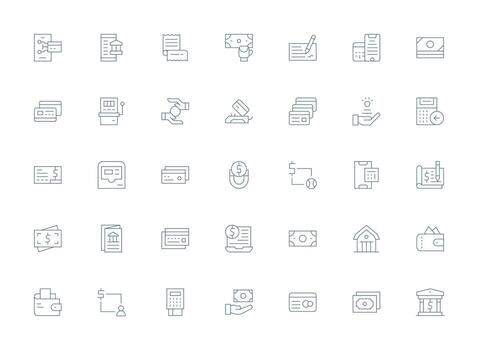 35 Light Line Vectors for Credit Theme Scalable Icons for Cross-Platform Interfaces