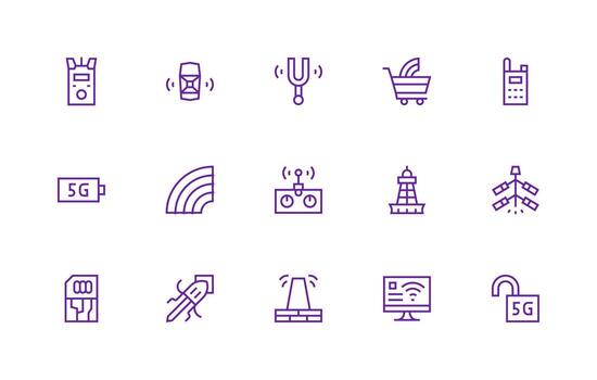 Wireless including 15 Regular Line Illustrations Clean Icon Set Icon Pack for UI Projects vector