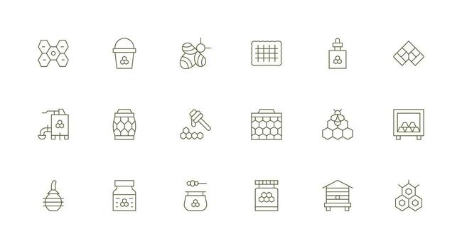 Honeycomb featuring 18 Icons in Minimal Line Design Universal Icon Pack vector