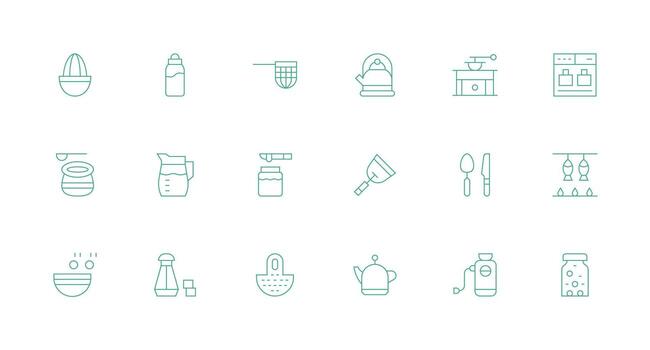 18 Icons for Kitchenware in Minimal Line Format Optimized Icon Pack for Digital Products vector