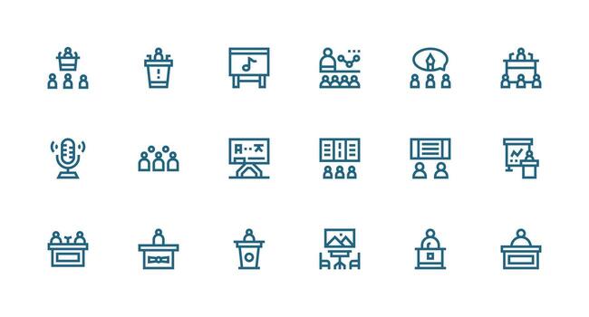Lecture Icon Collection with 18 Strong Stroke Line Designs Complete Icon Bundle for Web Design vector