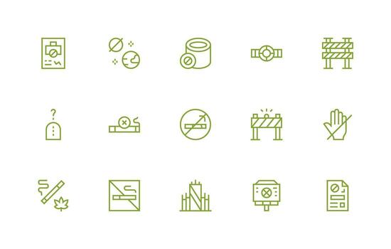 15 Regular Line Designs for Restricted Area Icons Essential Icon Set for Teams vector