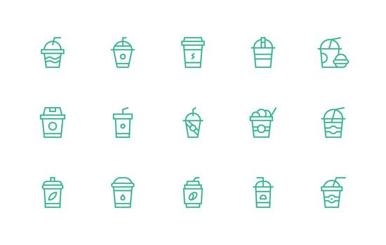 Paper Cup featuring 15 Icons in Regular Line Design Versatile Icon Collection for Designers vector