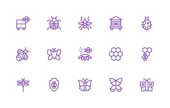 15 Regular Line Style Icons from Insect Collection Icon Set for Projects vector