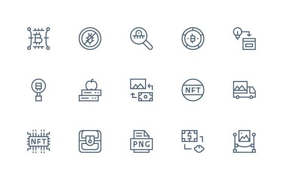 regular línea estilo digital activo íconos con 15 vectores escalable íconos para todas temas