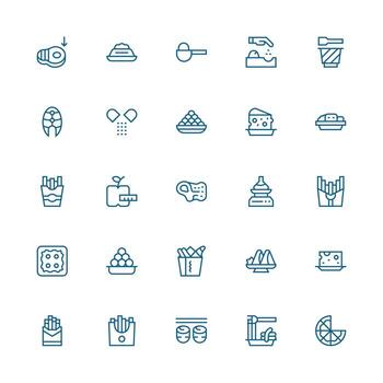 Portion Set with 25 Medium Stroke Outline Icons UI and UX Focused Icon Collection vector
