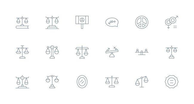 Equality featuring 18 Icons in Minimal Line Design UI-Ready Icon Collection vector