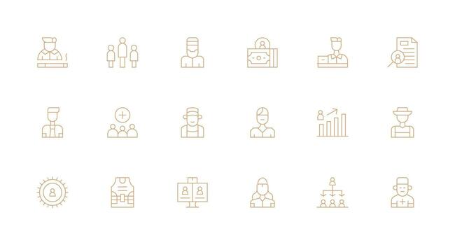 Personnel Design Icons featuring 18 in Minimal Line Style Multi-Style Icon Collection vector