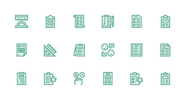 Survey Set with 18 Strong Stroke Line Icons UI Icon Set vector