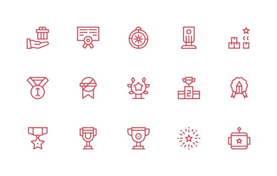 Award featuring 15 Icons in Regular Line Design Icon Set for Projects vector