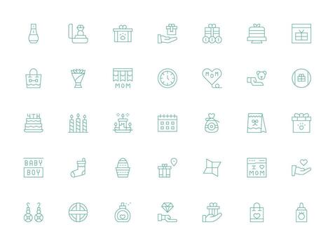 Light Line Style Present Icons with 35 Vectors Multi-Purpose Icon Set