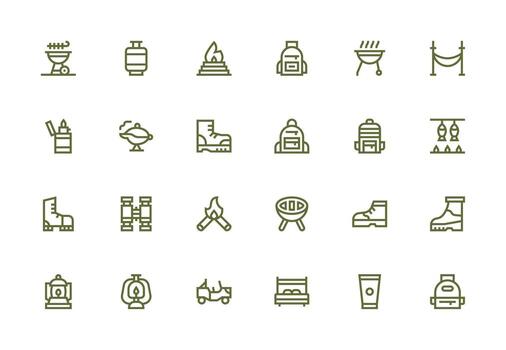 Thick Line Line Icons from Camping Set with 24 Vectors Essential Icons for Rapid UI Building