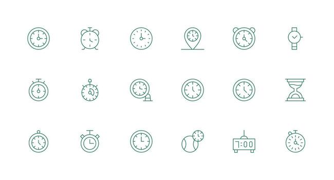 Punctuality including 18 Minimal Line Illustrations Multi-Purpose Icon Set vector