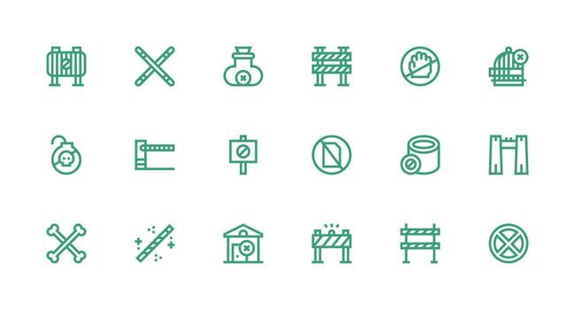 Keep Out Icon Collection with 18 Strong Stroke Line Designs Essential Icons for Rapid UI Building vector