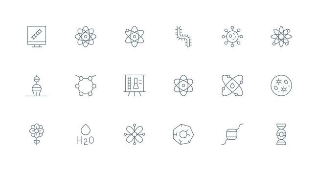 18 Minimal Line Vectors for Molecule Theme Icon Set for Apps