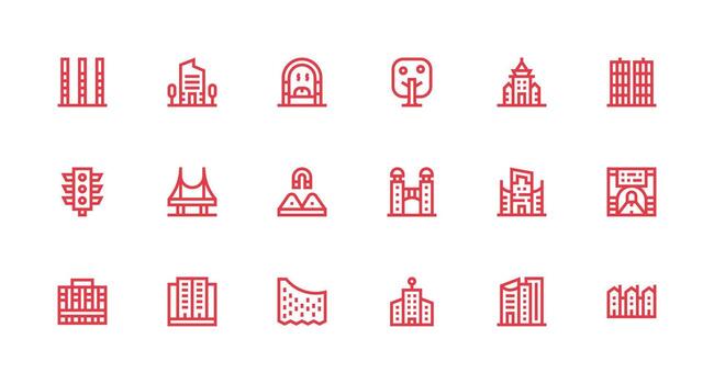 18 fuerte carrera línea estilo íconos desde urbano planificación colección escalable íconos para multiplataforma interfaces vector