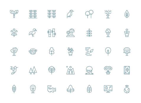 35 Light Line Designs for Ecology Icons Core Icon Collection for Daily Tasks vector