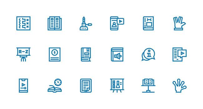 Instructional Design Icons featuring 18 in Strong Stroke Line Style Display Icon Pack vector