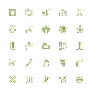 Pipe Design Icons featuring 25 in Medium Stroke Outline Style Multi-Purpose Icon Pack for Templates vector