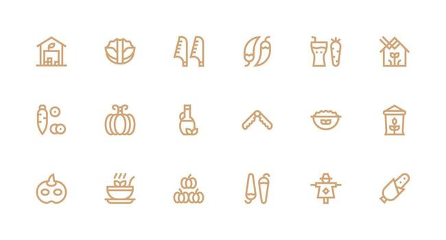 18 vegetal íconos en fuerte carrera línea estético escalable íconos para multiplataforma interfaces vector